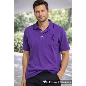 Psycho Bunny Purple Lg classic embroidered skull Golf Preppy Designer